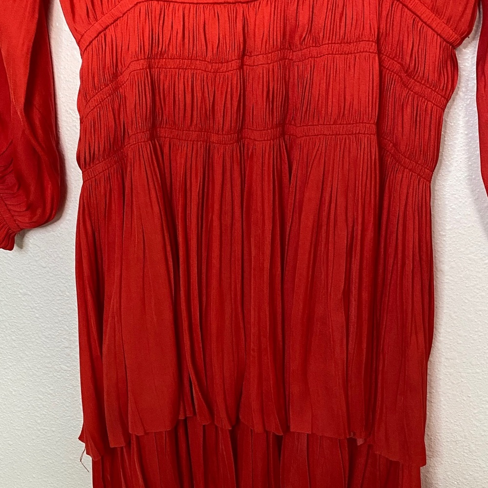 Chic Red Mini Dress with Tiered Skirt - Picture 4 of 15